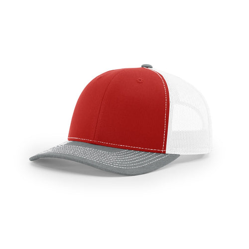 Red/White/Heather Grey hat